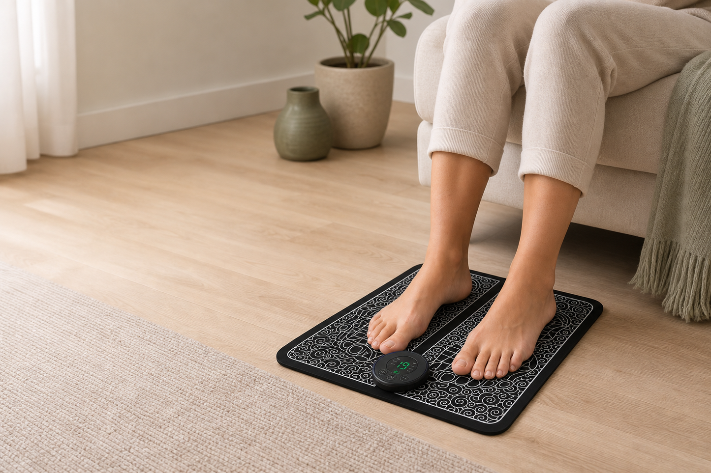 A calm home recovery routine using the Trivok EMS Foot Massage Mat
